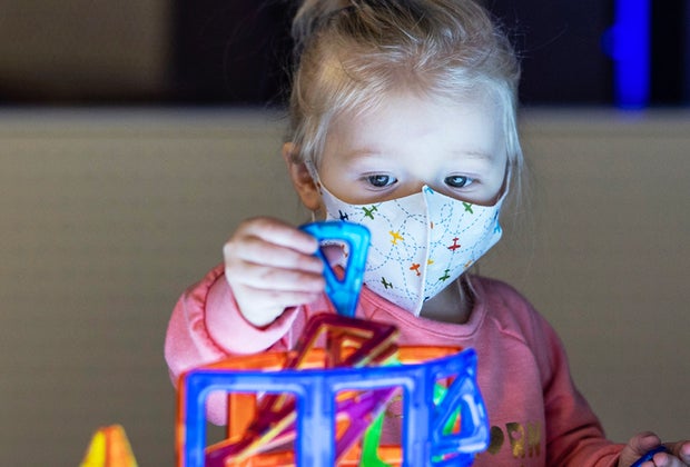 DuPage Children's Museum: child building with magnetic tiles