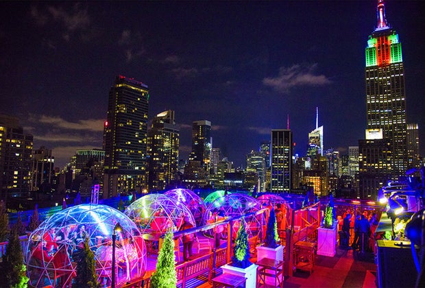 Enjoy outdoor dining with a view at the 230 Fifth Rooftop