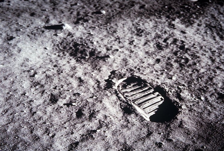 Bootprint on the Lunar Surface   A close-up view of astronaut Buzz Aldrin's bootprint in the lunar soil, photographed with the 70mm lunar surface camera during Apollo 11's sojourn on the moon.   Image Credit: NASA