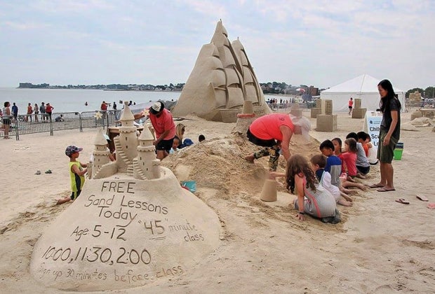 Image of Revere Beach sand castle festival.