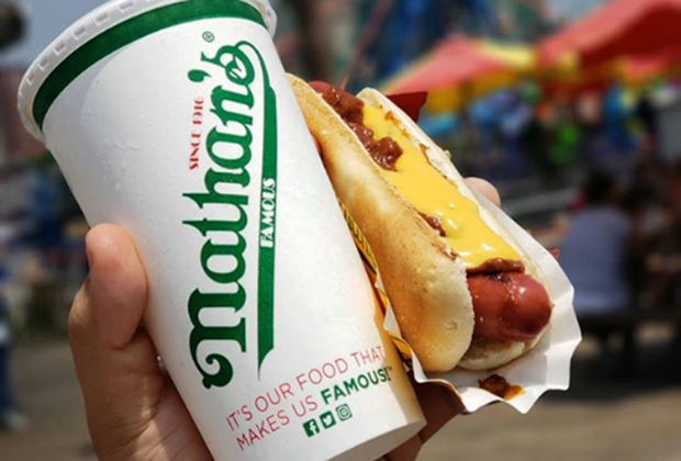 a drink and a hot dog 