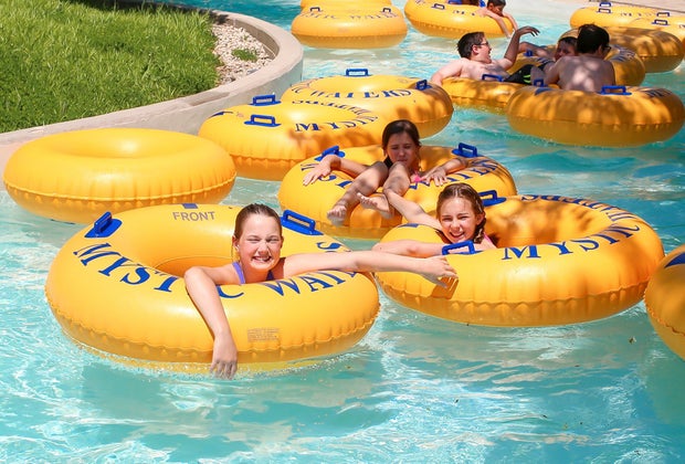 Take a spin down the lazy river at Mystic Waters Family Aquatic Center.