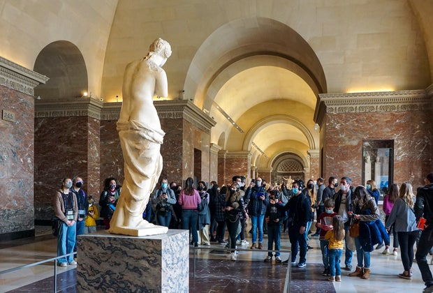 The Louvre Museum in Paris houses many treasures, including the Venus de Milo