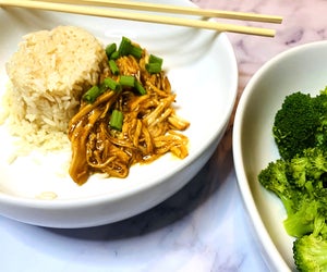 Add rice and broccoli to teriyaki chicken and voilà—dinner is served. Photo courtesy of the author