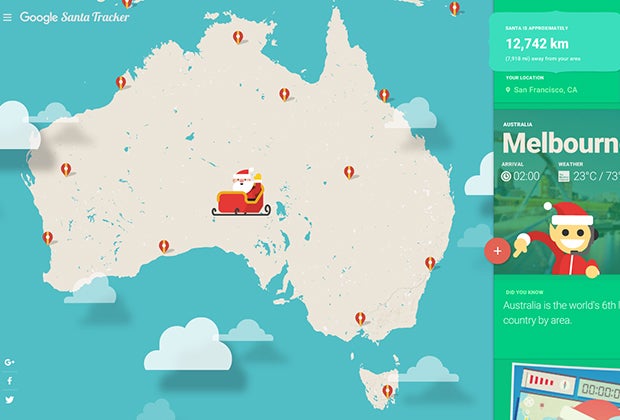Track Santa as he treks across the globe.