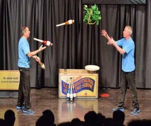 This juggling show helps teach kids the wonders of physics at the Museum of Science. Photo courtesy of the Amazing Nano Brothers Juggling Show
