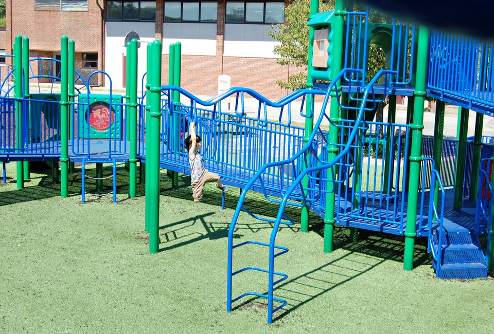 Ramps mixed with climbing features ensure kids of all abilities can play together at Amelia Grace Place. Photo courtesy of Marie Saldi AccessibilityInSouthShoreMA.wordpress.com