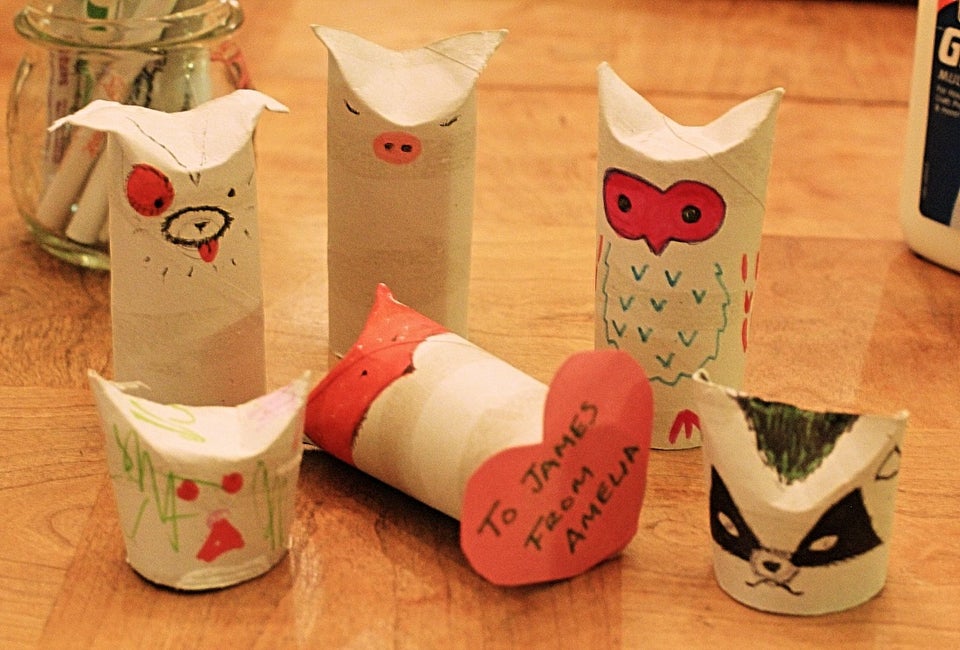 These cute little animals are made from upcycled toilet paper or paper towel rolls.