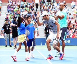 Novak Djokovic participates in Arthur Ashe Kids' Day at the US Open. Photo courtesy of the USTA