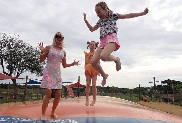 Georgia Peach World Farm kids on a pillow bounce