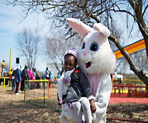 Meet the Easter Bunny and make a for dash for eggs at the Easter Egg Hunt at Green Meadows Farm at Floyd Bennett Field. Photo courtesy of Aviator Sports