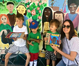 Family art workshop at Barnsdall Art Sundays. Photo courtesy of Barnsdall Art Park Foundation