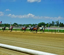 Belmont Park is a picturesque setting to enjoy a day of thoroughbred horse racing.