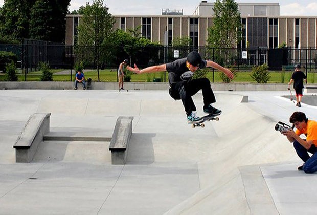 They Oyster Bay skate park offers 15,000-squar3-feet of obstacles