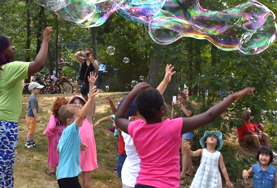 Bubbles are on tap at the 2019 Children's Summer Festival. Photo courtesy of the Boston Parks and Recreation Department