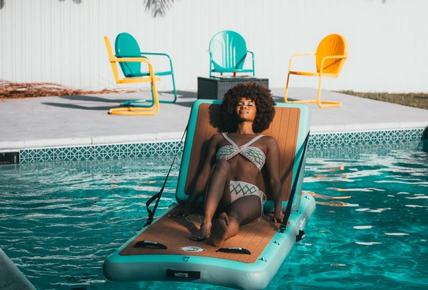 BOTE lounge chair is perfect for pool days or dive-in nights, plus pull it out of the pool to relax your back for backyard movie nights.