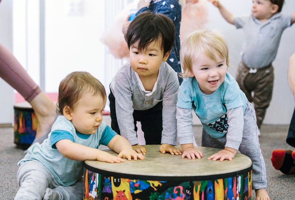 Little music makers learn and play together and with their grown-ups. Photo courtesy of Ladybug Music