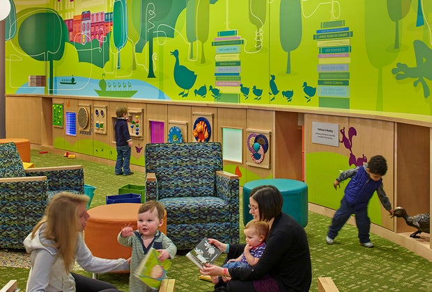 Photo of children's room at the Boston Public Library - Free Indoor Play Spaces