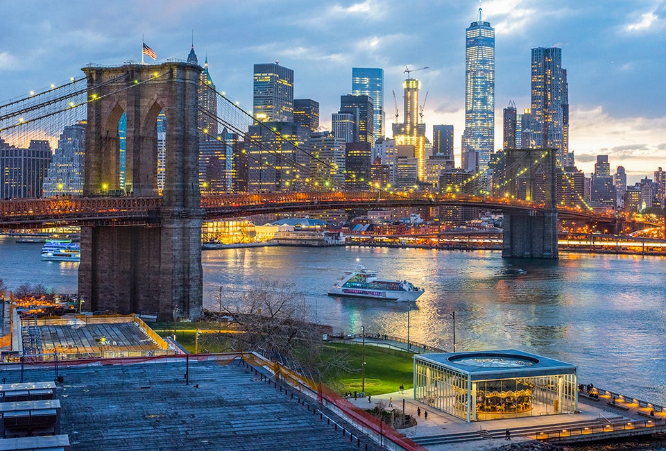 The iconic Brooklyn Bridge with Brooklyn Bridge Park in the foreground. Photo by Julienne Schaer