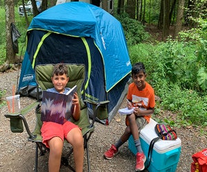 Camping at North-South Lake is an all-ages pleaser, with entertainment, safe room to roam, and creature comforts like bathrooms on-site.