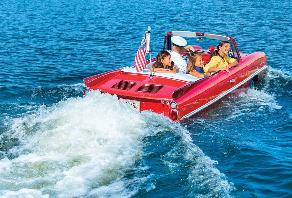 Forget the roads -- it's all about splashy thrills of a classic amphicar at Disney Springs. 