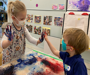 Finger painting helps build creative muscles at the Church of the Epiphany Day School. Photo courtesy of the school