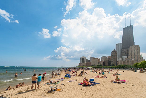Chicago beaches along the shores of Lake Michigan.