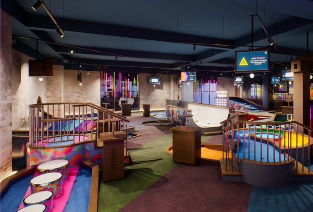 Puttshack is one of the kid-friendly restaurants in Chicago