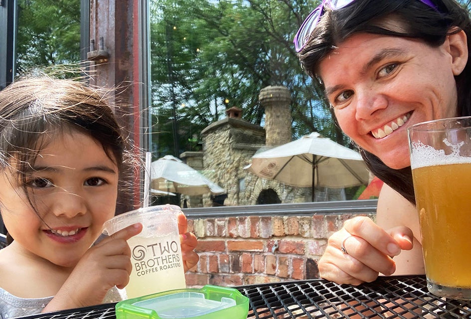 Give a cheers in the garden at Two Brothers. Photo by Maureen Wilkey