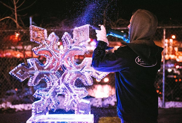 Kingston Snowflake Festival ice sculpting