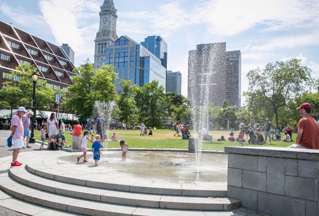 Picture of toddler playground at Boston's Christopher Columbus Park.
