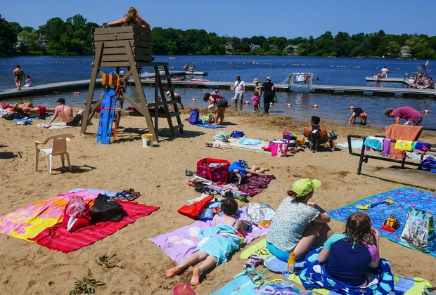 swimming lakes and ponds near Boston Summer fun sunshine 