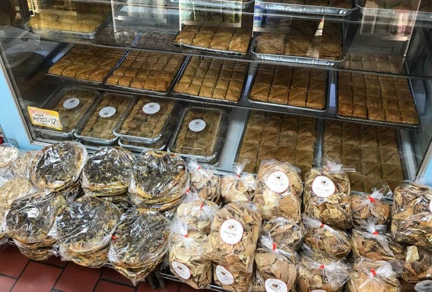 Pastry case at Damascus Bread 