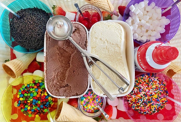ice cream and toppings