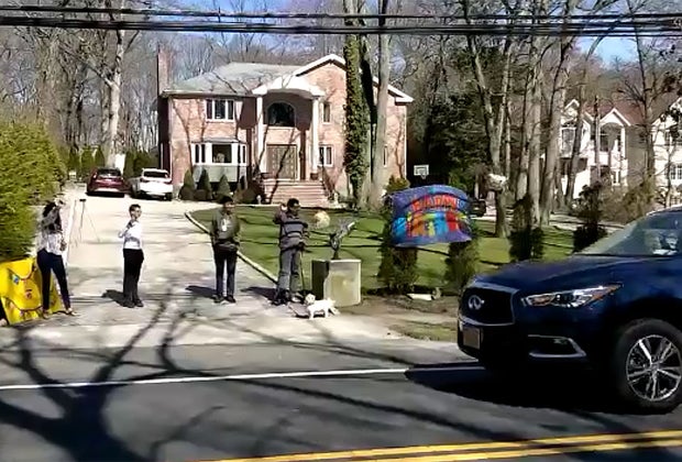 Honk for a happy birthday at a drive-by birthday celebration.