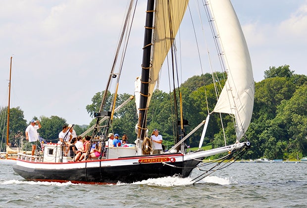 The Christeen sails the Long Island harbor