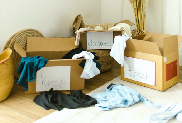 Image of boxes for sorting donations.