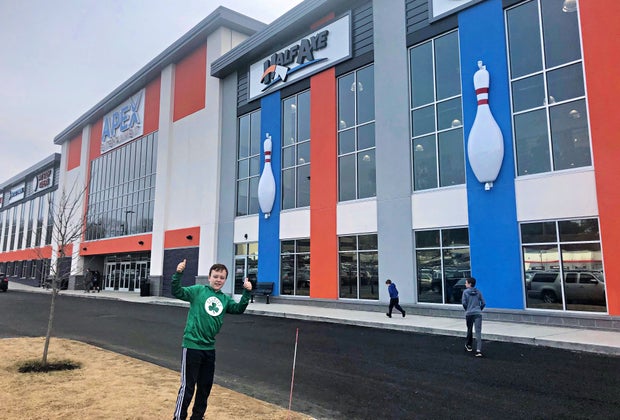 Image of child outside of Apex Entertainment Center Marlborough.