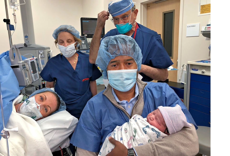 Everyone wore masks during the delivery process. Photo courtesy of Emma Reinhardt Smith