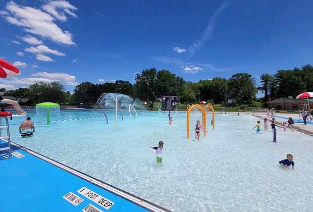 Splash pad attraction at Franklin D. Roosevelt State Park Pool