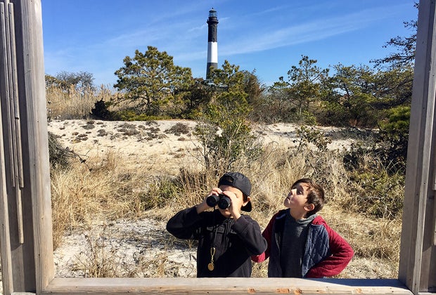 Two kids at the Fire Island Lighthouse