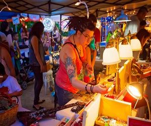 Shop an array of unique finds at the popular night market known as Flea by Night at Discovery Green. Photo courtesy of Katya Horner. 