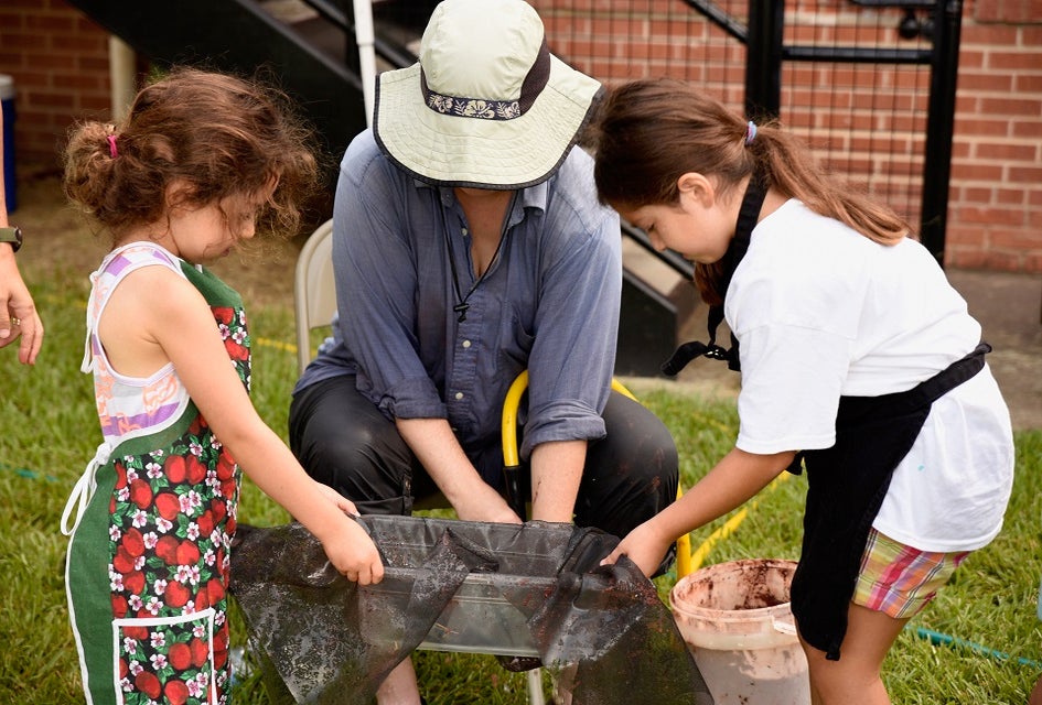 Budding paleontologists are invited to search for bone fragments during the Museum's Fossil Wash. Photo courtesy of Houston Museum of Natural Science.