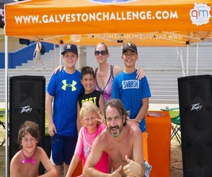 Families can work together to tackle a variety of obstacles and activities during the the Galveston Beach Challenge. Photo courtesy of Galveston Convention & Visitors Bureau.