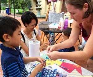 Kids get crafty at the Galveston's Own Farmers Market each week. Photo courtesy of Galveston's Own Farmers Market.