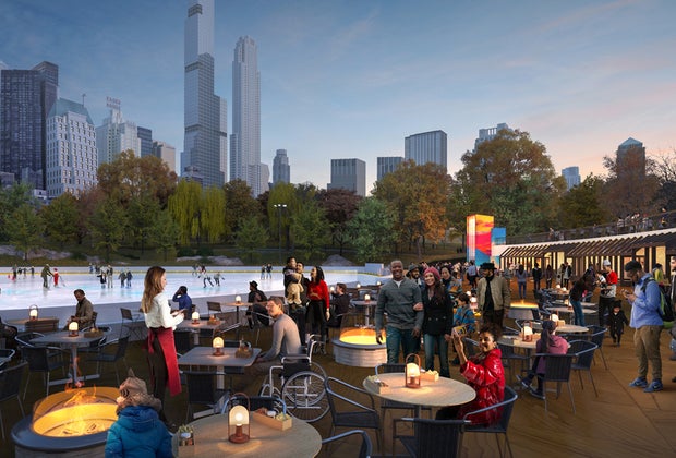 Rendering of dining area at Wollman Rink