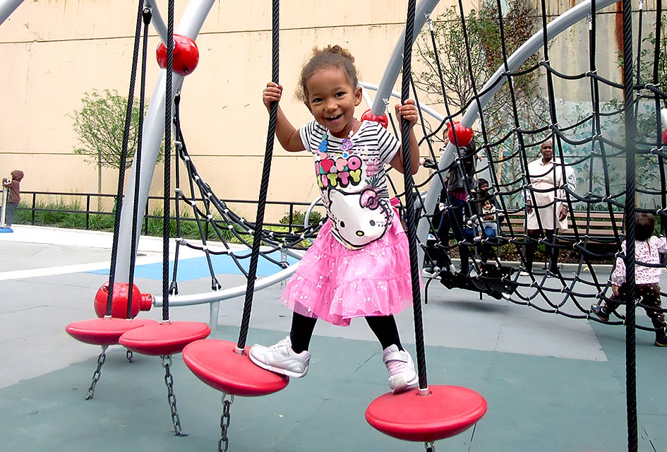 Find your balance at Gertrude Ederle Playground.