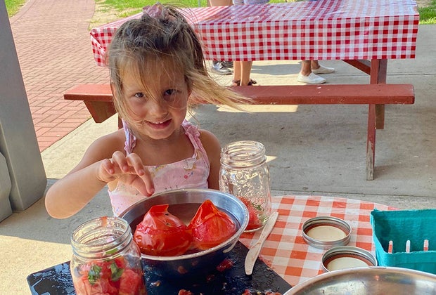girl in a cooking class