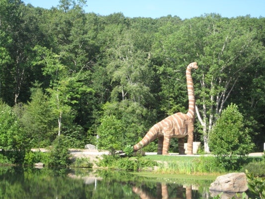 Image of a dinosaur statue at the Dinosaur Place in Connecticut.