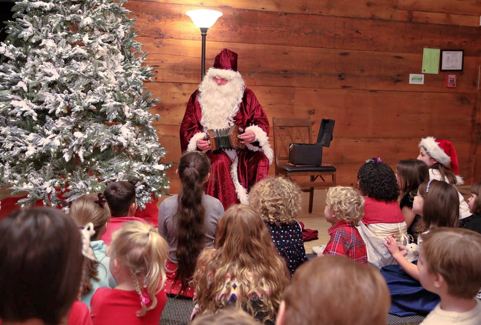 Santa visits for an old-fashioned tea that includes crafts and games in Waltham, Photo courtesy of Gore Place 